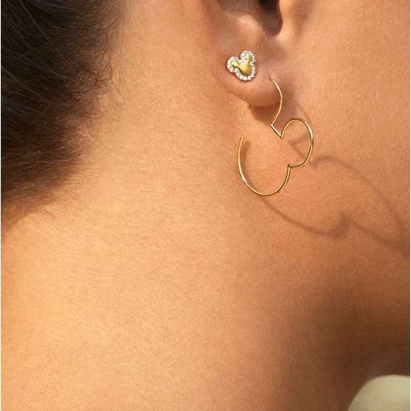 ⚜️BaubleBar Mickey Mouse Disney 18K Gold Sterling Silver Threader Hoop earrings - Picture 1 of 9